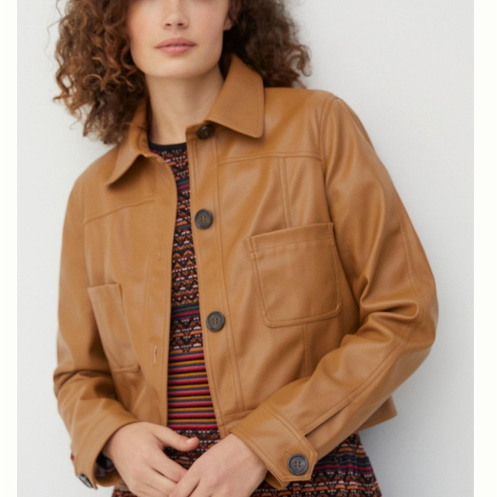 Anthropologie Katy Cropped Faux Leather Jacket size large NWT
